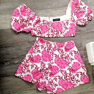 Peony crop top and short set
